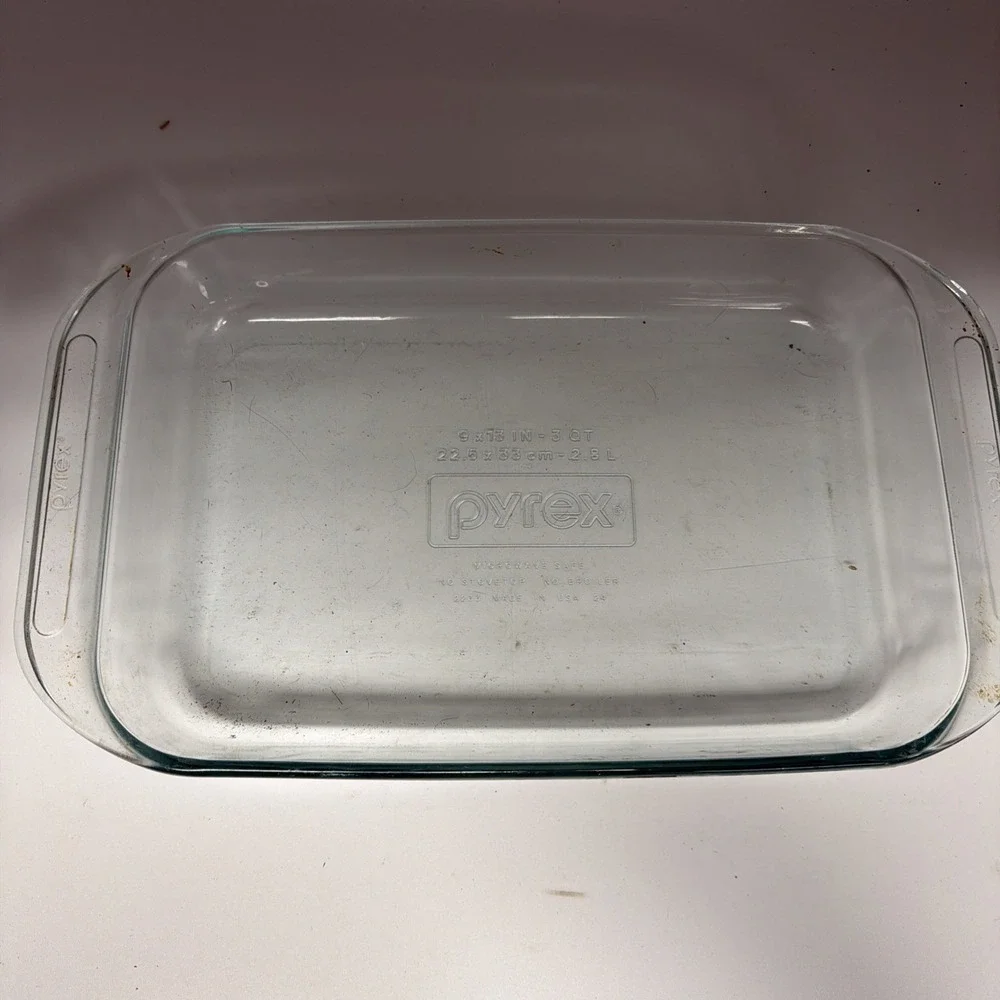 Pyrex 2233 Clear Glass 3QT Casserole Dish 9x13×2 - Made In USA, No Lid